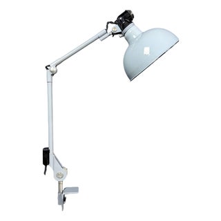 Light Gray Clamp Lamp with Large Enamel Shade from Rademacher, 1950s For Sale