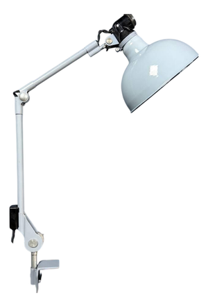 Light Gray Clamp Lamp with Large Enamel Shade from Rademacher, 1950s