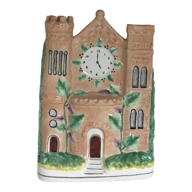 Staffordshire Flatback Peach Colored Cottage Castle Pastille Burner 10.25" For Sale