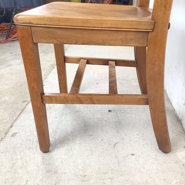 Vintage American Schoolhouse Chair — Wood Slat Back Side Chair For Sale - Image 10 of 12