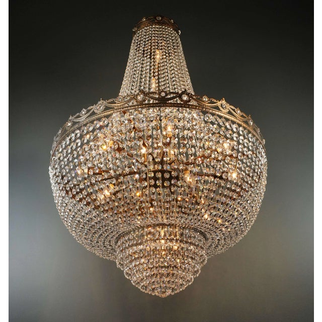 Montgolfiè Style Crystal Empire Sac a Pearl Chandelier For Sale - Image 4 of 11