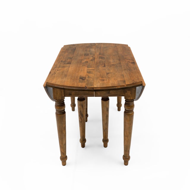 Early 20th Century Antique Tuscan Elm Extendable Round Dining Table with Five Leaves, 1900 For Sale - Image 5 of 15