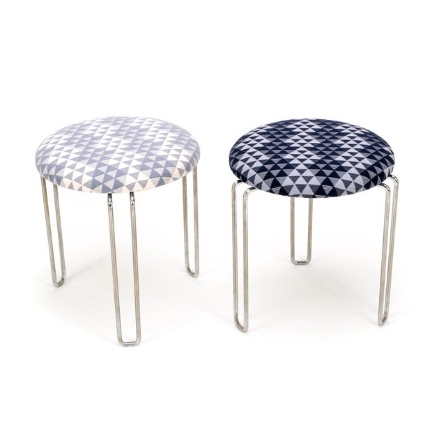 Very cool and unique pair of Italian Chrome Hairpin Stools Stackable for easy storing These eye catching stools will make...