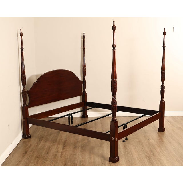 High Quality American Made Henkel Harris King Size Mahogany Poster Bed With Arched Headboard, Turned And Carved Posts, And...