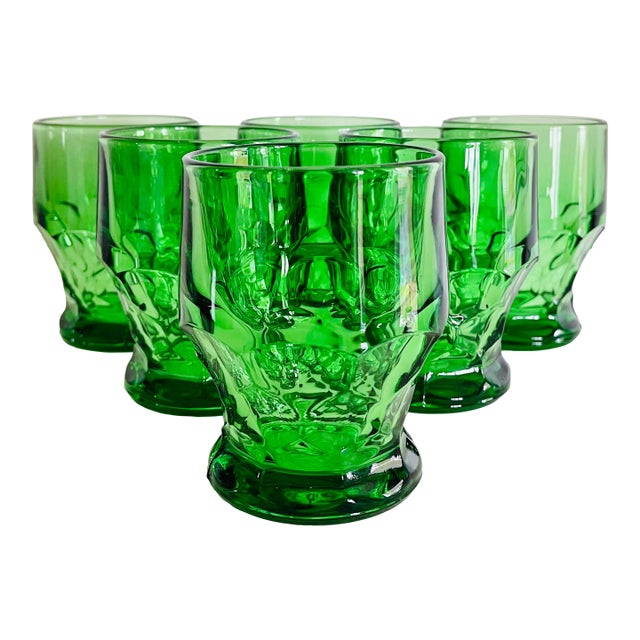 Vintage 1960s Green Glass Tumblers, Set of 6 Chairish