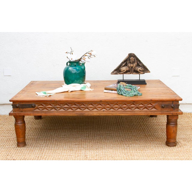 Commanding and soulful, this Antique Takhat Coffee Table is a masterclass in robust architectural furniture. Originally...