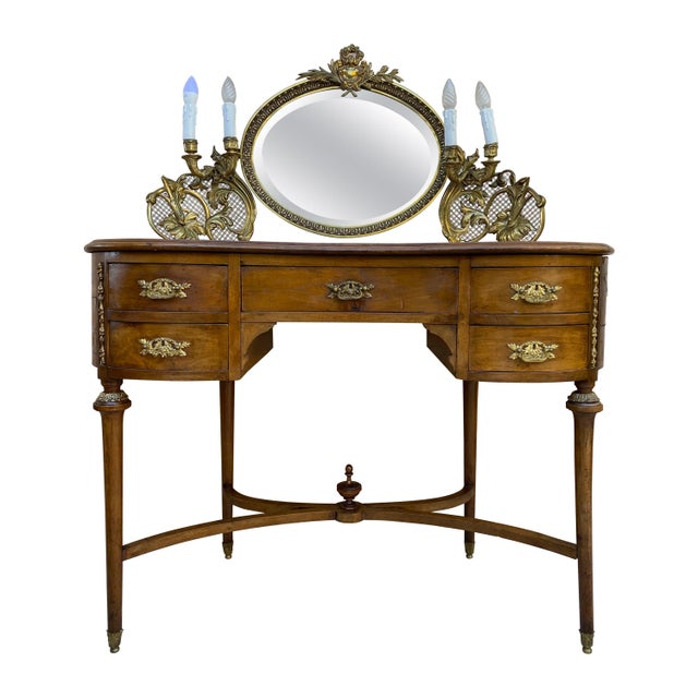 Late 19th Century French Walnut and Bronze Vanity with Candelabra Arms For Sale - Image 15 of 18