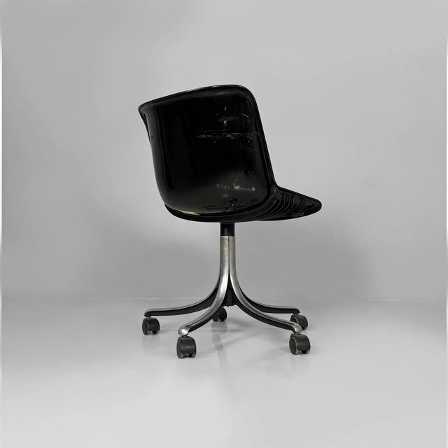 1970s Italian Modern Black Office Chair by Osvaldo Borsano for Tecno, 1970s For Sale - Image 5 of 18