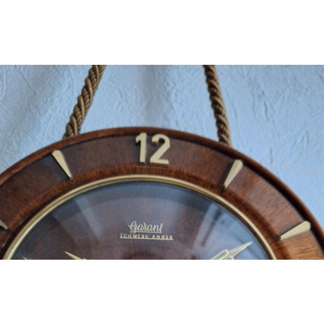 Mid-Century Mechanical Wall Clock with Floating Anchor from Garant, 1950s For Sale - Image 4 of 5