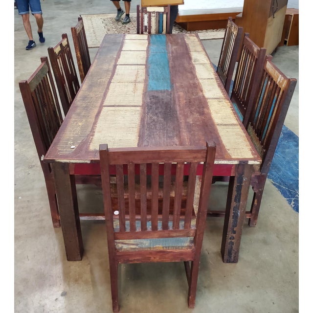 Long Indonesian Dining Table Set Chairish