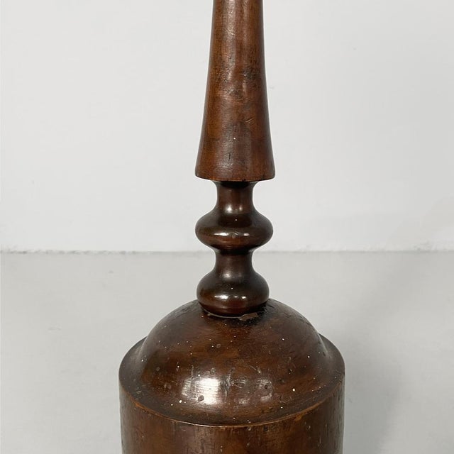 Wood Italian Round Doorstop in Turned Wood, 1930s For Sale - Image 7 of 12