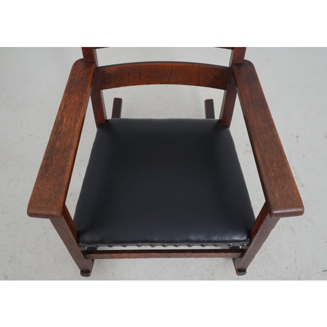 Wood Stickley Brothers Antique Mission Oak Small Rocking Chair For Sale - Image 7 of 18