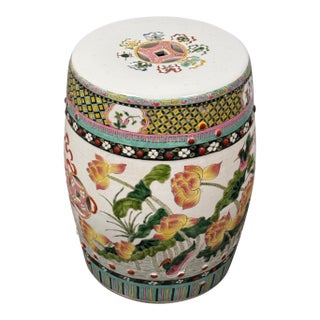 Chinese Famille Rose Ceramic Garden Stool, Vintage For Sale
