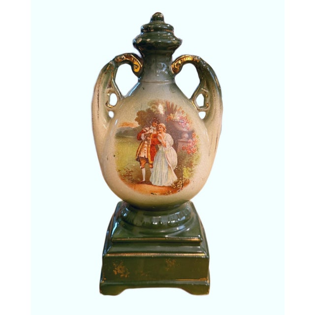 Ceramic Antique Edwardian Wild & Adams 3-Piece Mantel Garniture Set - 1910s For Sale - Image 7 of 9