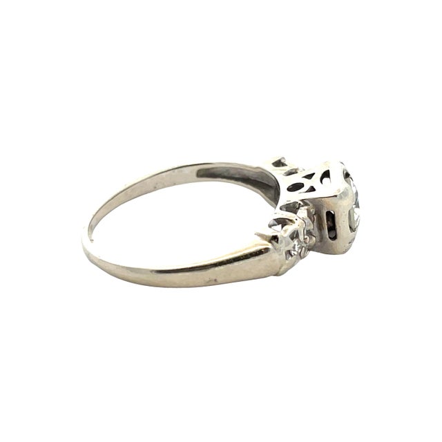 Metal Estate 14k White Gold Engagement Diamond Ring, Size 6.5 For Sale - Image 7 of 9