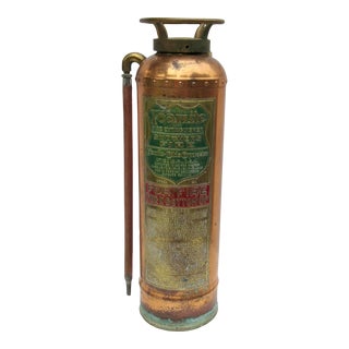 Vintage C.1914-1919 Foamite Corp. Copper & Brass Fire Extinguisher For Sale