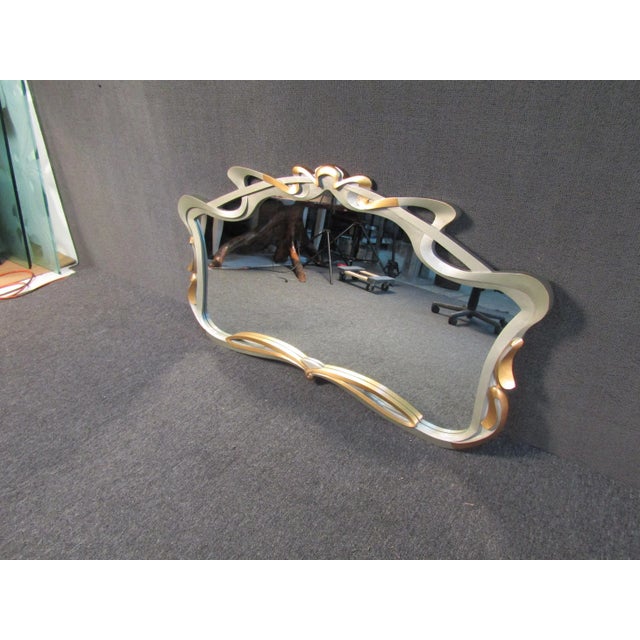 1970s Vintage Modern Decorative Wooden Mirror For Sale - Image 4 of 8