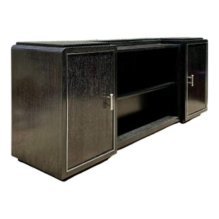 Vintage Ralph Lauren Black Cerused Wood Entertainment Crendenza For Sale