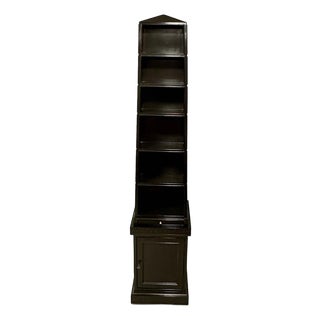 Baker Stately Homes Ebonized Obelisk Bookcase / Display Cabinet For Sale