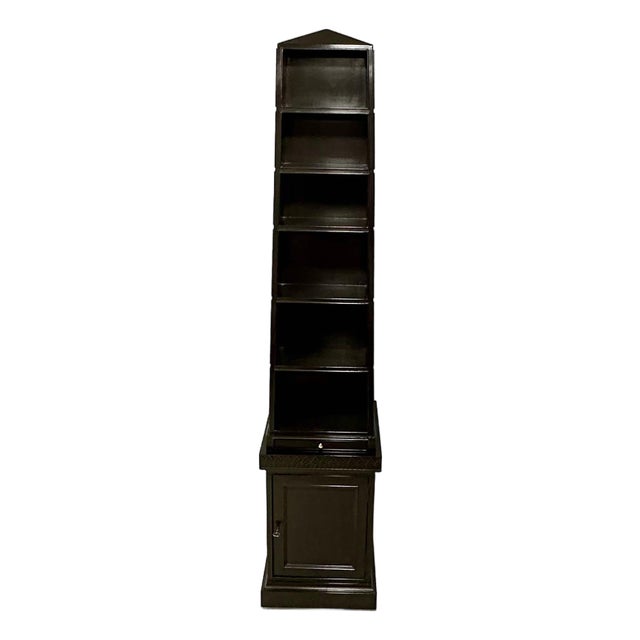 Baker Stately Homes Ebonized Obelisk Bookcase / Display Cabinet For Sale
