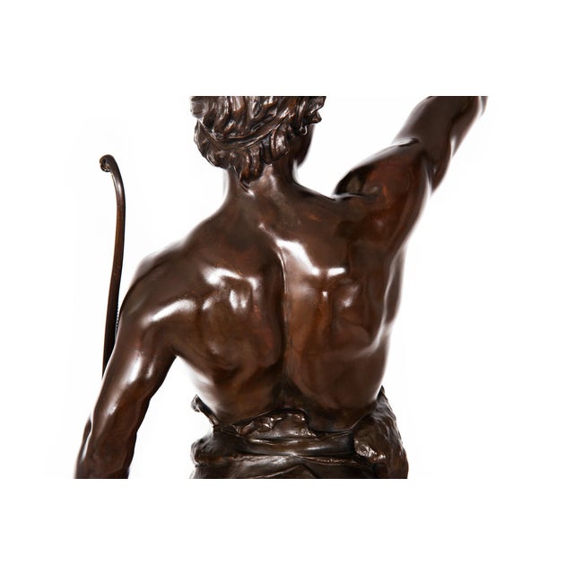 A Fine 36” H French Antique Bronze Sculpture “Victory” by Eugene Marioton For Sale - Image 12 of 18