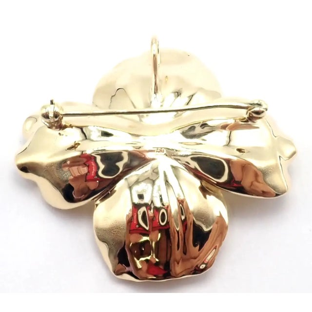 1980s Tiffany & Co. Dogwood Yellow Gold Diamond Pin Brooch Pendant For Sale In Philadelphia - Image 6 of 10