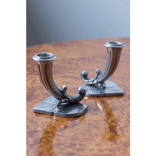 1950s Pewter Candleholders from GAB, 1951, Set of 2 For Sale - Image 5 of 11