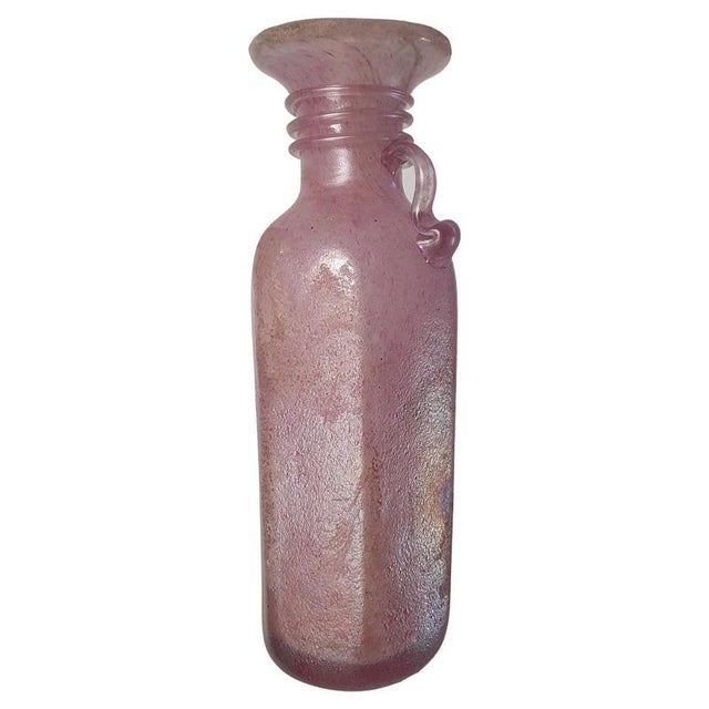 Pink Iridescent Scavo Murano Glass Vase by Archimede Seguso, 1950s For Sale - Image 9 of 9