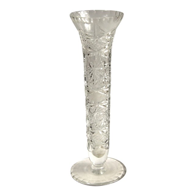 Vintage Leaded Glass Crystal Bud Vase For Sale