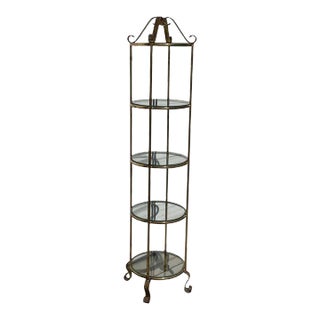 1970s Hollywood Regency Gold Gilt Four Shelf Etagere For Sale