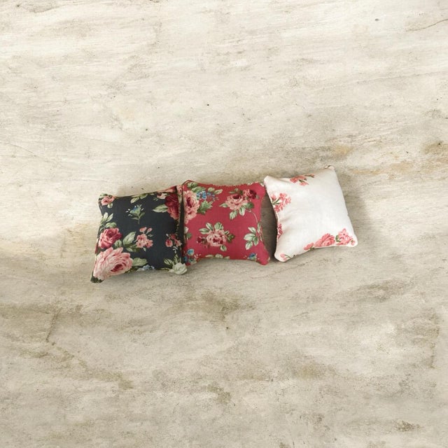 Boho Chic Mini Accent Pillows 4 Inch Bowl Fillers Shelf Sitters Pack of 3 Floral New For Sale - Image 3 of 3