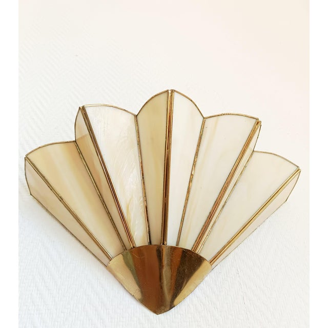 1940s Art Deco Fan Wall Sconce in Glass Paste, 1940s For Sale - Image 5 of 9