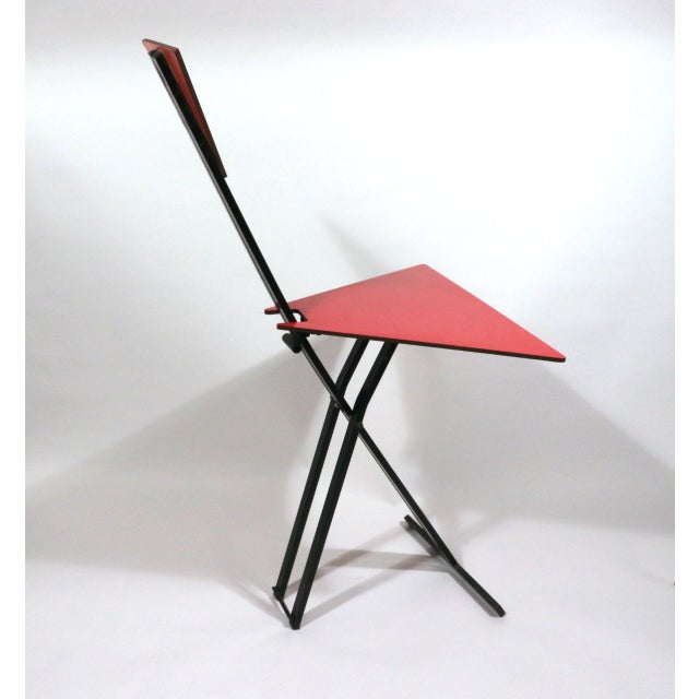 Postmodern Folding Chairs With Triangular Red Seats, Set of Four Circa 1985 Italy For Sale - Image 9 of 17