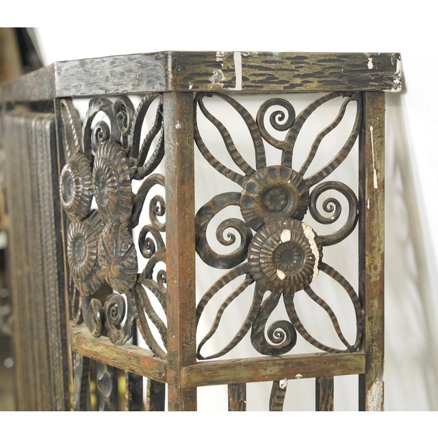 Bronze Vintage French Art Deco Wrought Iron Radiator Cover For Sale - Image 8 of 15
