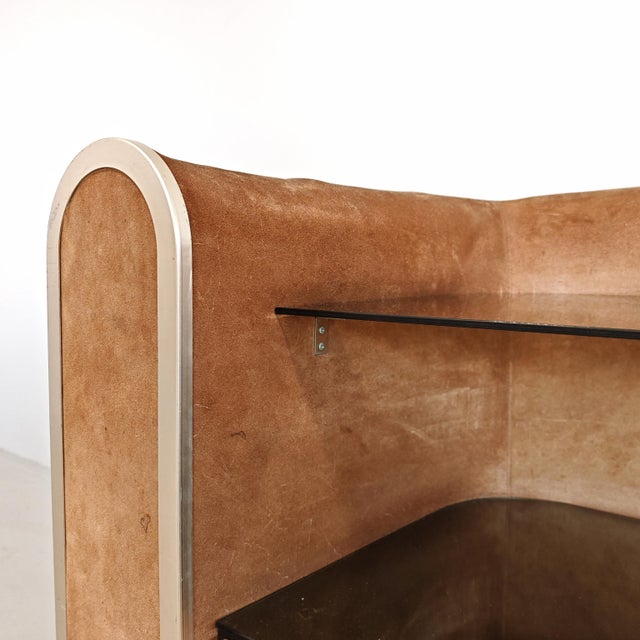 Vintage Space Age Chest of Drawers in Suede with Glass Shelf, 1970s For Sale - Image 10 of 18