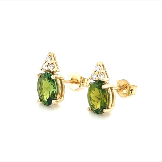 Metal Natural Tourmaline Diamond Earrings 14k Gold 1.87 TCW Certified For Sale - Image 7 of 11