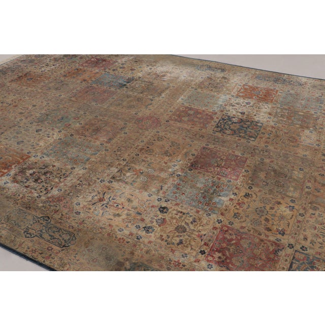 This antique 9x13 rug is a rare hand-knotted silk piece, believed to originate from the Isfahani city of Kashan circa...