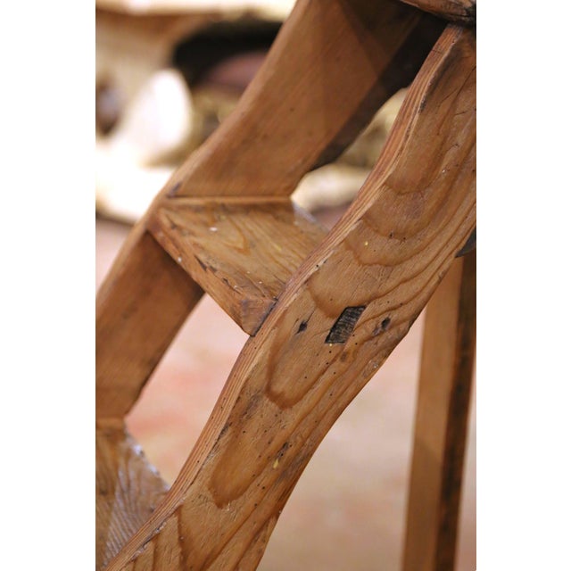 Wood 19th Century French Pine Folding Library Ladder With Six Steps For Sale - Image 7 of 12