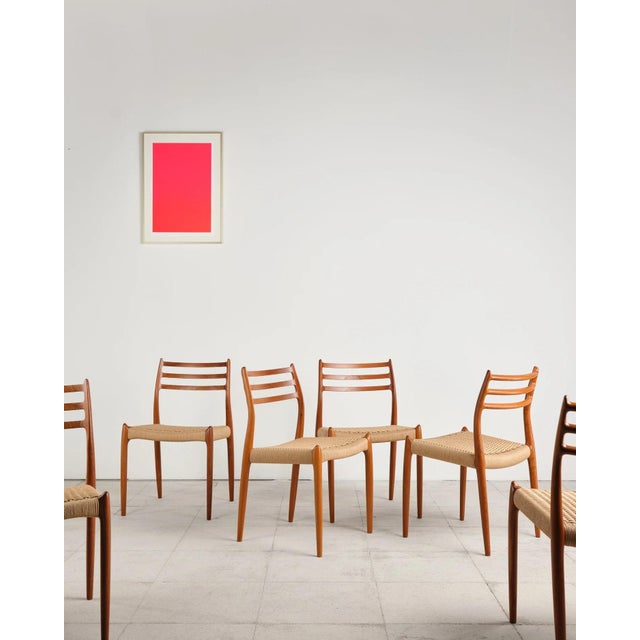 Model 78 Dining Chairs in Teak with Paper Cord Weave by Niels O. Møller for j.l. Møllers, Denmark, 1960s, Set of 6 For Sale - Image 4 of 18