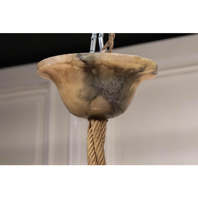 Alabaster Pendant with Rope Suspension, Sweden, 1930s For Sale - Image 4 of 10