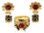 Carnelian & Onyx 18k Yellow Gold Dangle Earrings & Ring Set, 3 Pieces For Sale