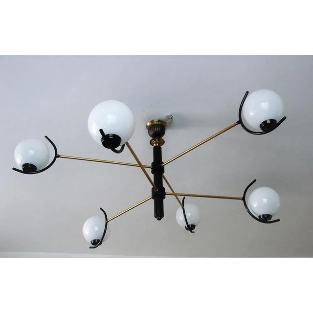 Chandelier in the style of Stilnovo, 1960s. For Sale - Image 9 of 9