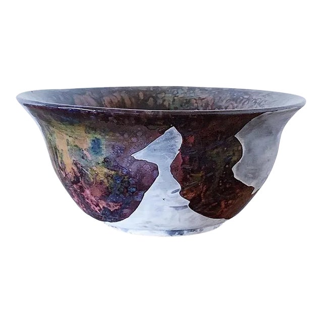 Mid-Century California Pottery Bowl in Raku Glaze For Sale
