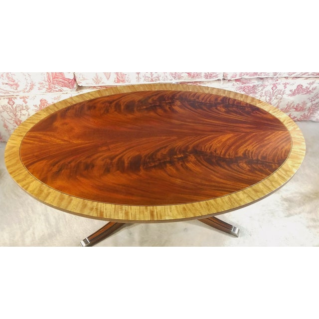 Mid 20th Century Red Flame Figured Banded Exceptional Grade A+ Veneer Table of 20th C. For Sale - Image 5 of 12