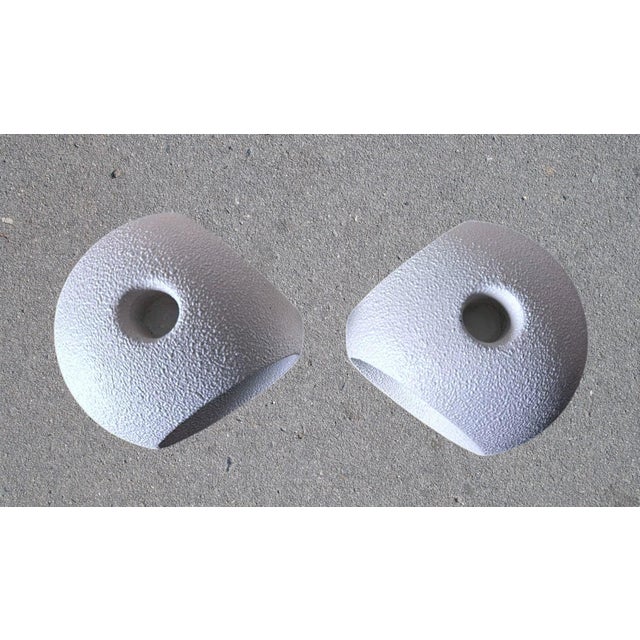 Bertoncello Pair of Mid 20th Century White Glazed Ceramic Candlesticks Design by Roberto Rigon For Sale - Image 11 of 18