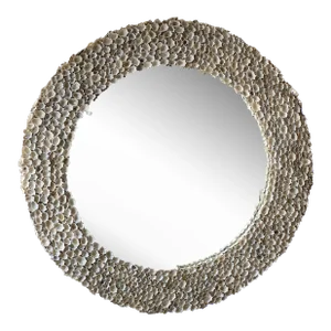 Vintage Seashell Shell Encrusted Round Circular Palm Beach Wall Mirror