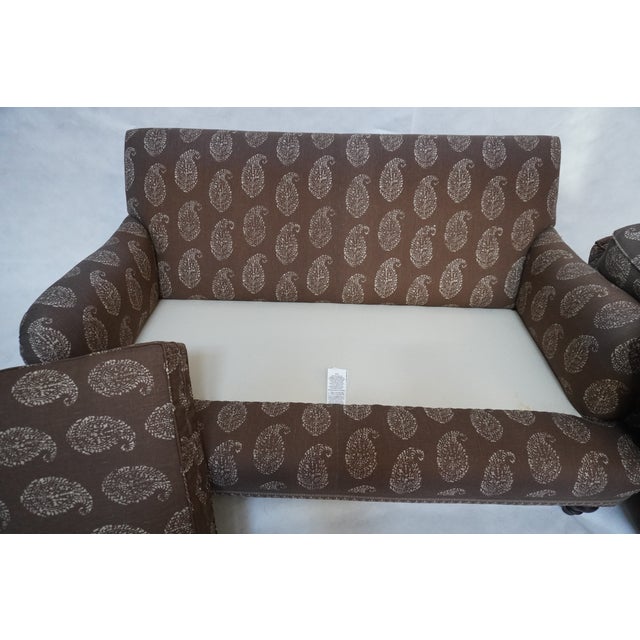 Cambridge Loveseat Sofa in a Paisley Linen by Rooms & Gardens For Sale - Image 10 of 13