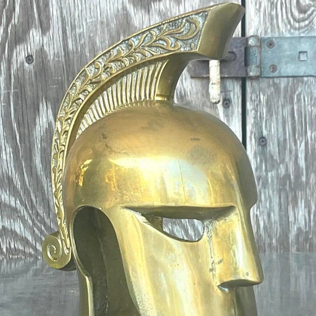 Vintage Regency Brass Gladiator Helmet For Sale - Image 9 of 13