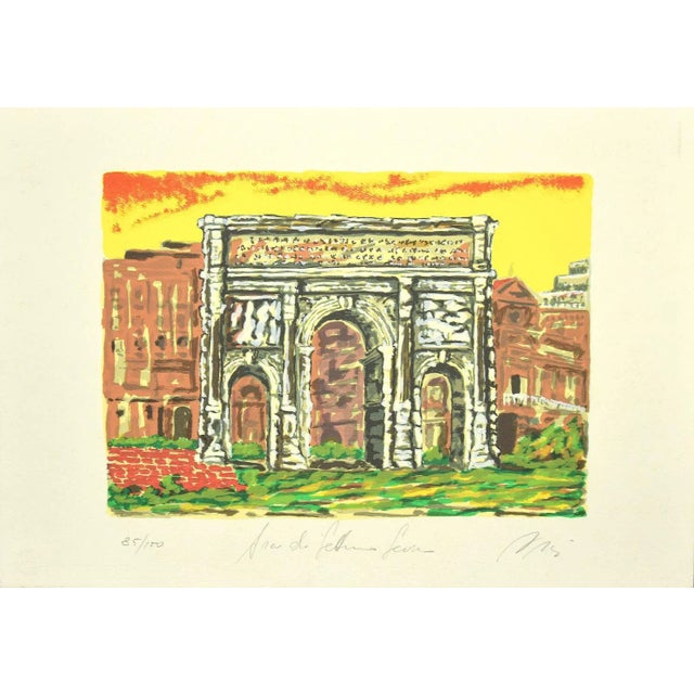 Roman Arch (Arch of Settimo Severo) is an original screen print on paper realized by Italian artist Marco Orsi (1926 -...