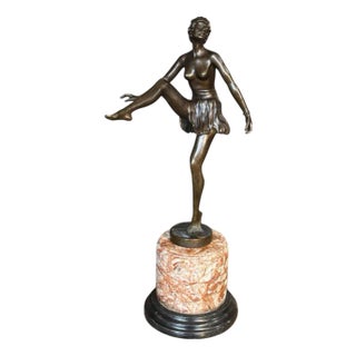 Large Art Deco Style Bronze and Marble Figurine For Sale